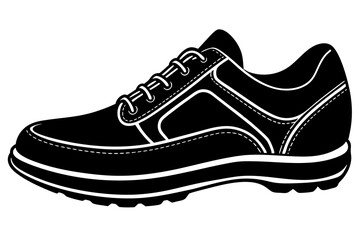 Black flat running Golf shoes vector illustration white background