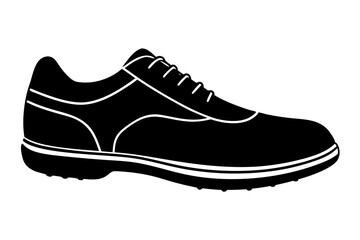 Black flat running Golf shoes vector illustration white background