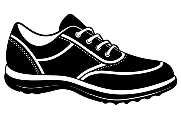 Black flat running Golf shoes vector illustration white background