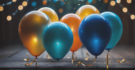 A stunning visual of a happy birthday greeting adorned with lifelike balloons in a stylish and sophisticated arrangement
