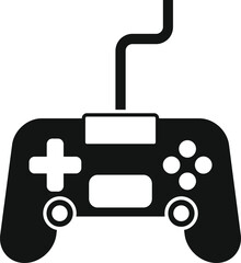 Simple icon of a gamepad with a cable connecting, ideal for gaming projects