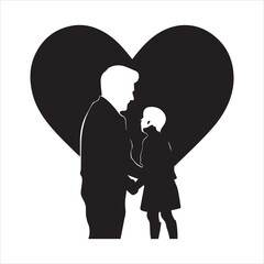 Grandparents and children  vector  silhouette