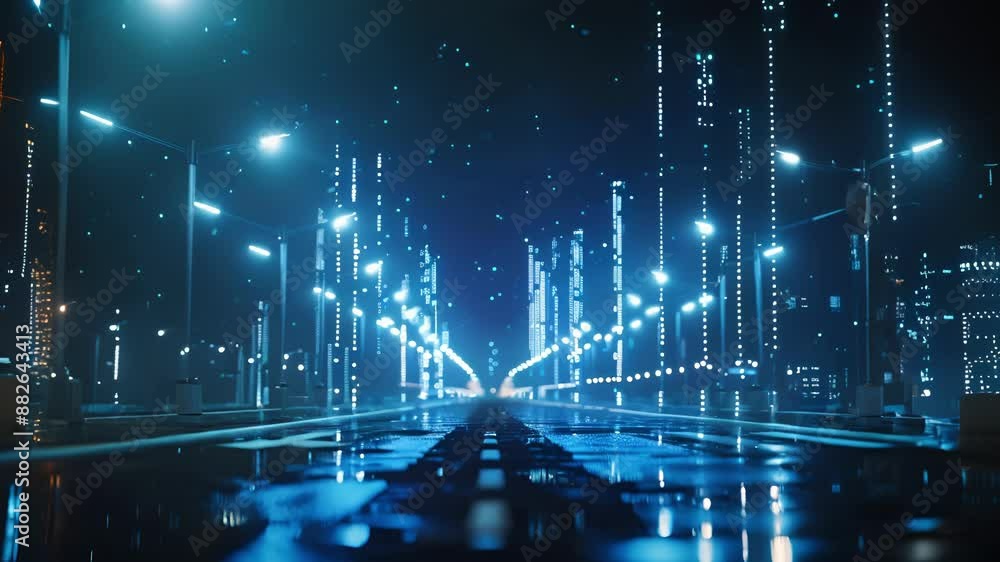 Poster sensorequipped streetlights connected through 5g technology not only provide energyefficient lightin