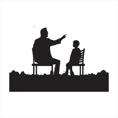 Grandparents and children  vector  silhouette