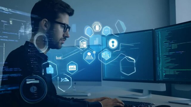 Cybersecurity Professional Working on Code Generative AI
