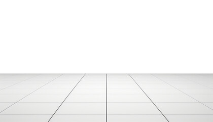 empty white tile floor isolated on transparent background cutout