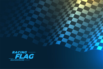 wavy style checkered rally flag background with shiny light effect