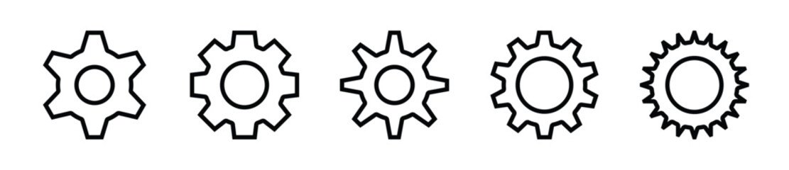 Gear line icon set. Gear, cogwheel line icon element set - Vector