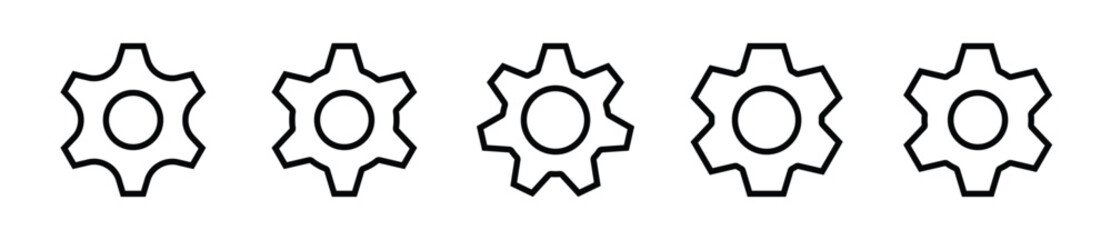 Setting and gear line icon set. Setting, cogwheel line icon element set - Vector