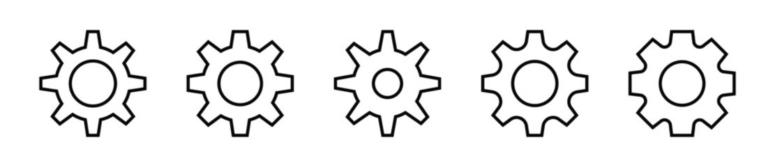 Setting line icon set. Gear and setting line icon element set - Vector