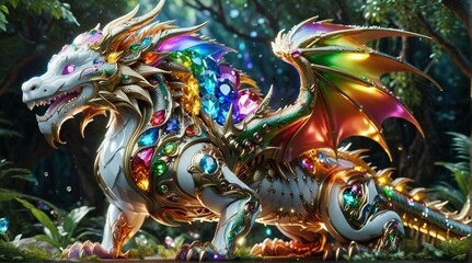 Fototapeta premium Radiant Gem-Encrusted Dragon