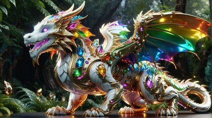 Fototapeta premium Radiant Gem-Encrusted Dragon