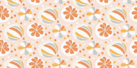 Midcentury modern floral endless border. Organic summer gender neutral retro matisse edging. 