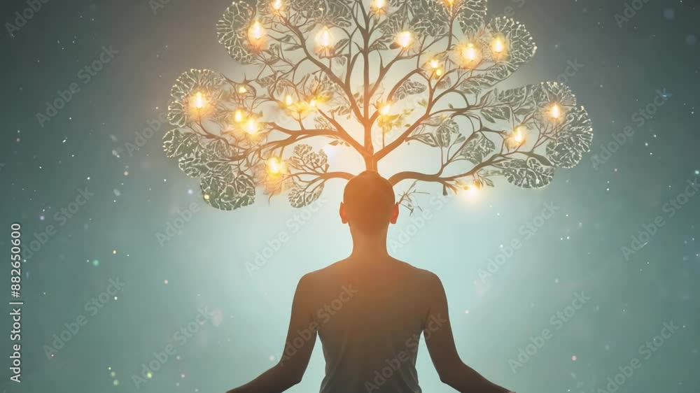 Poster mindful meditation with abstract tree generative ai
