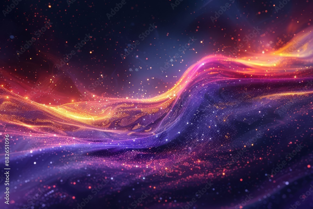 Poster abstract cosmic landscape with colorful nebulae and sparkling stars, creating an enchanting and othe