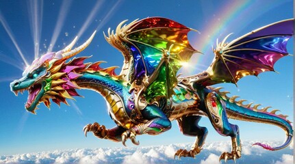 Majestic Rainbow-Scaled Dragon