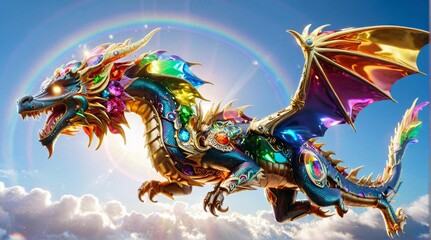 Fototapeta premium Majestic Rainbow-Scaled Dragon