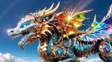 Obraz premium Radiant Rainbows Gem Dragon
