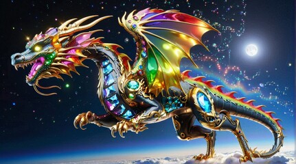 Radiant Multicolored Gem Dragon