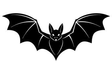 A black bat with outstretched wings on a white background. Vector illustration.