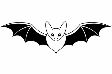 Obraz premium A black bat with outstretched wings on a white background. Vector illustration.