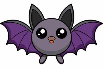 A black bat with outstretched wings on a white background. Vector illustration.