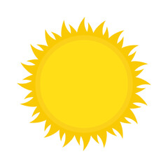 Sun icon in flat style, simple yellow sun.