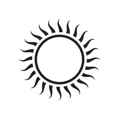 Sun icon, sun symbol isolated on white.