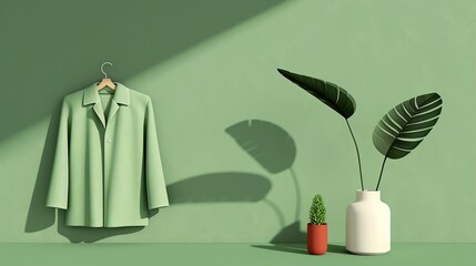 Visualization of sustainable fashion practices, promoting circular economy models and reducing textile industry emissions. Illustration, Image, , Minimalism,