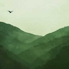 Abstract Organic Green Line Wallpaper Background. Serene and Comforting Spring and Summer Vibes with Dynamic Green Field Minimalist Illustration. Creative Concept for Graffiti, Advertising, Gift Wrapp