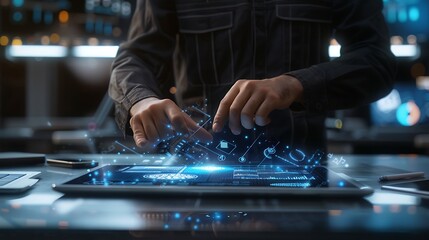 Man Interacting with a Digital Interface