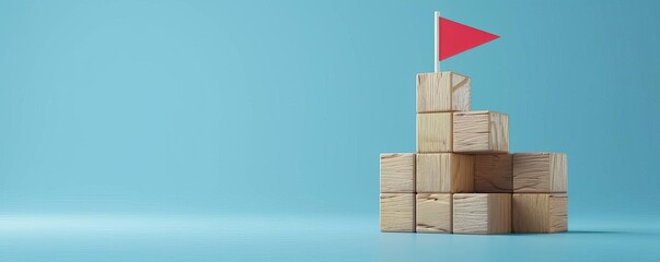 Business growth, expanding wooden block structure,