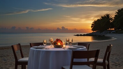 Fototapeta premium restaurant at sunset