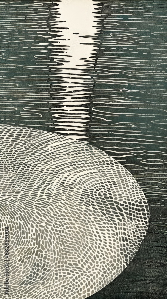 Poster a black and white print with a swirl of texture