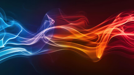 Fototapeta premium Vibrant colored smoke swirling on a dark backdrop in closeup detail for artistic visuals.