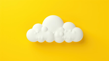 Creative white cloud paper speech bubble design on a vibrant yellow background, perfect for a comic or playful project.