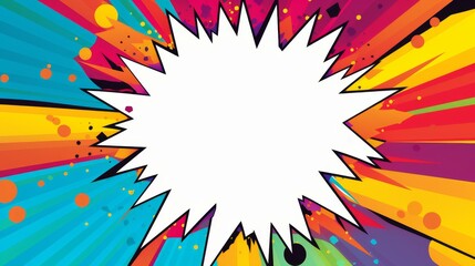 Vibrant comic burst background with colorful speech bubble for creative designs.