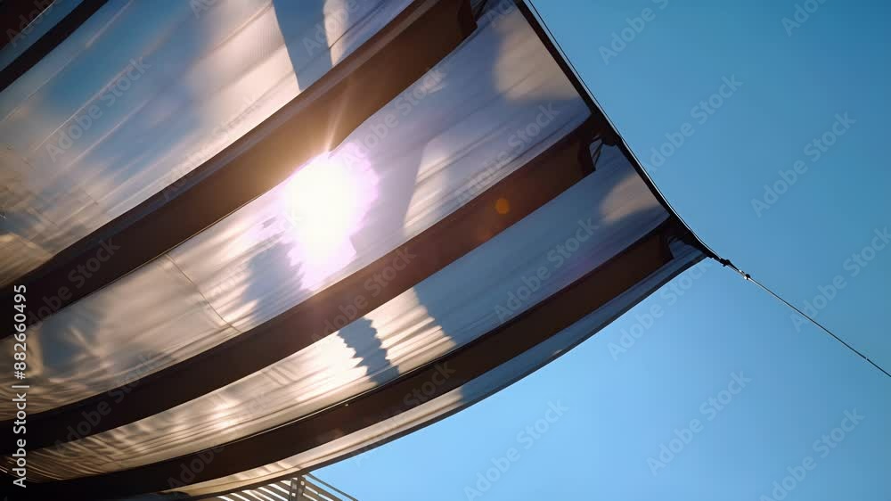 Poster the windblown awning creates an abstract canvas constantly shifting and changing with the direction 