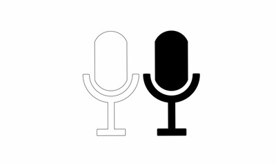 two audio microphones. black and white singing recording symbol icon illustration. white background