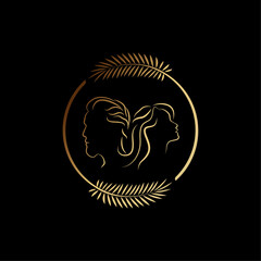 Minimalist Woman and Man Beauty Logo Vector Illustration