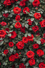 Natural fresh red roses flowers pattern wallpaper, top view © Emanuel