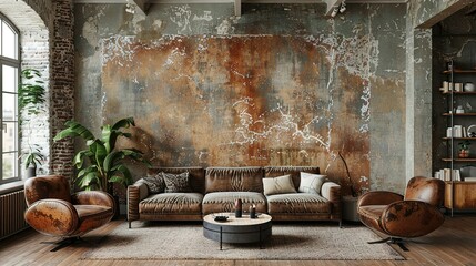 Old-Style Room Poster Display with Grunge Furnishings