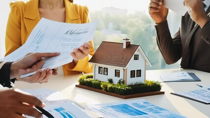 Happy Couple Signing Mortgage Agreement for New Home Generative AI