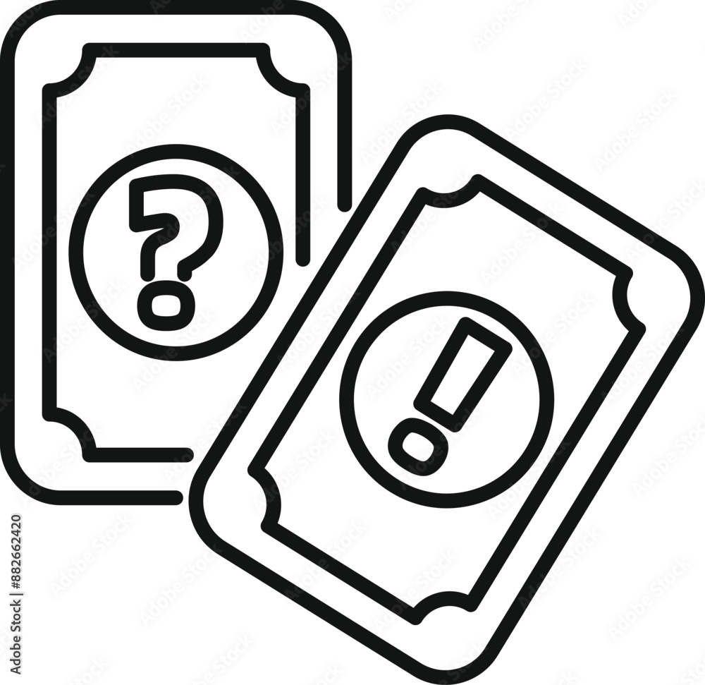 Aufkleber two cards are showing a question mark and an exclamation mark, symbolizing frequently asked question