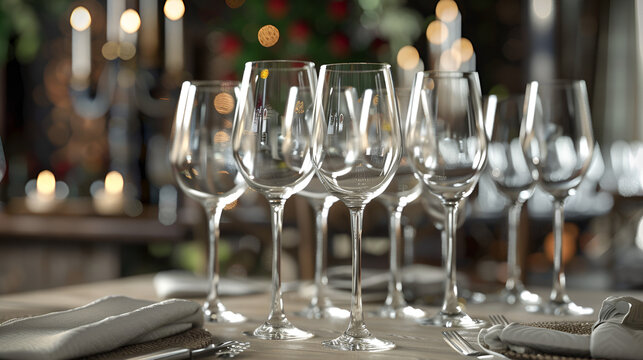 Empty glasses set in the restaurant - Powered by Adobe