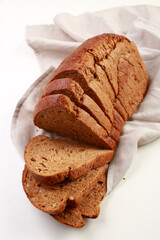 sliced ​​bread on gray cloth