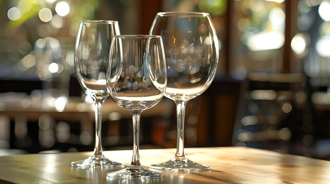 Empty glasses set in the restaurant - Powered by Adobe