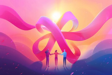 Naklejka premium World cancer day supporting people to each other Generative Ai