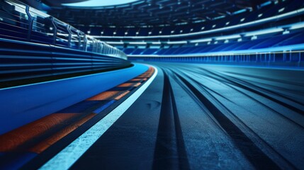 Modern Racing Track Under Artificial Lights at Night Ready for High-Speed Competitions