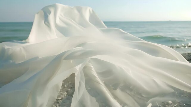 Against the peaceful backdrop of the beach the silk fabric adds a touch of elegance and luxury.